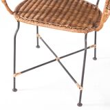 Pair of wicker and iron armchairs