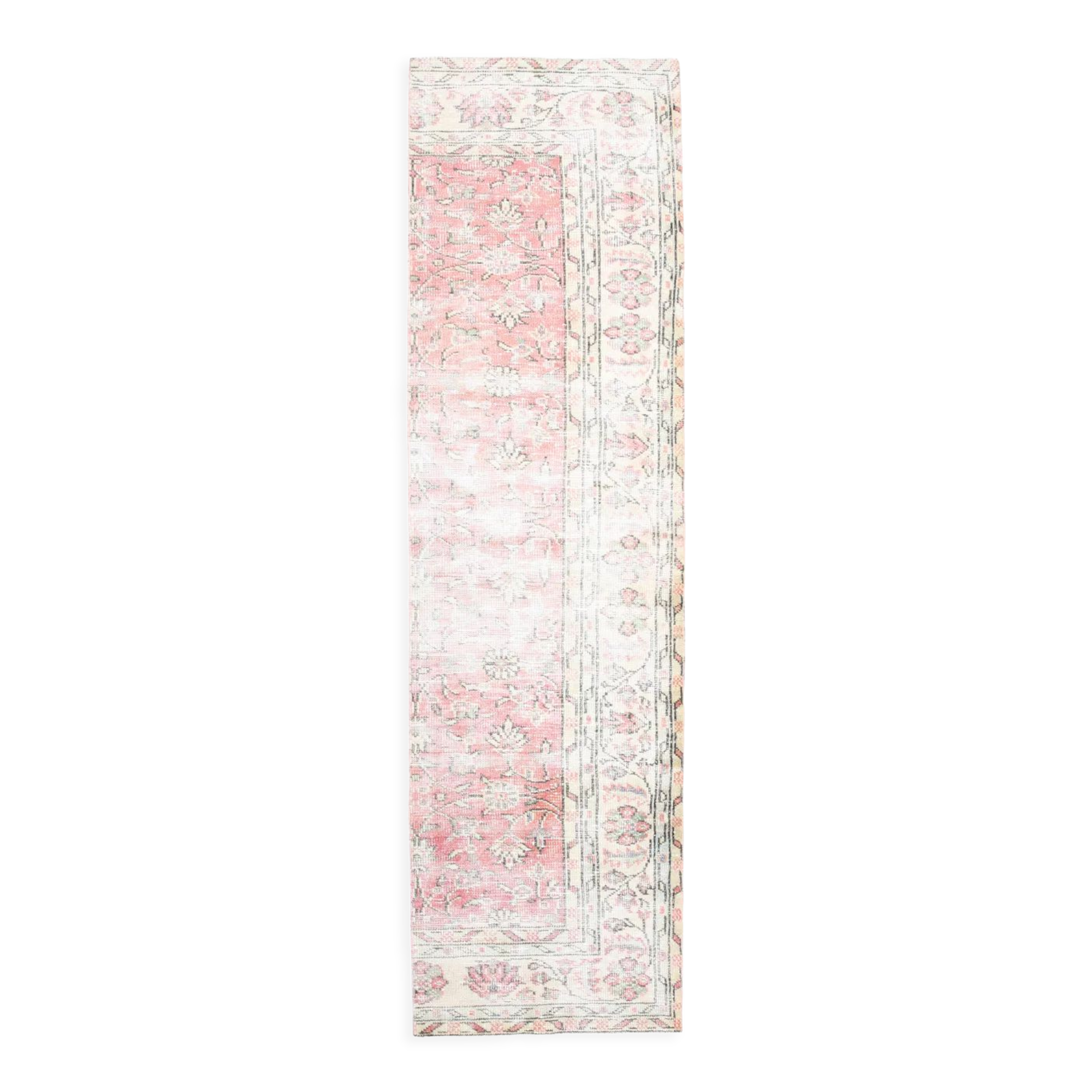 2x9 shabby chic vintage runner rug, 74x265cm