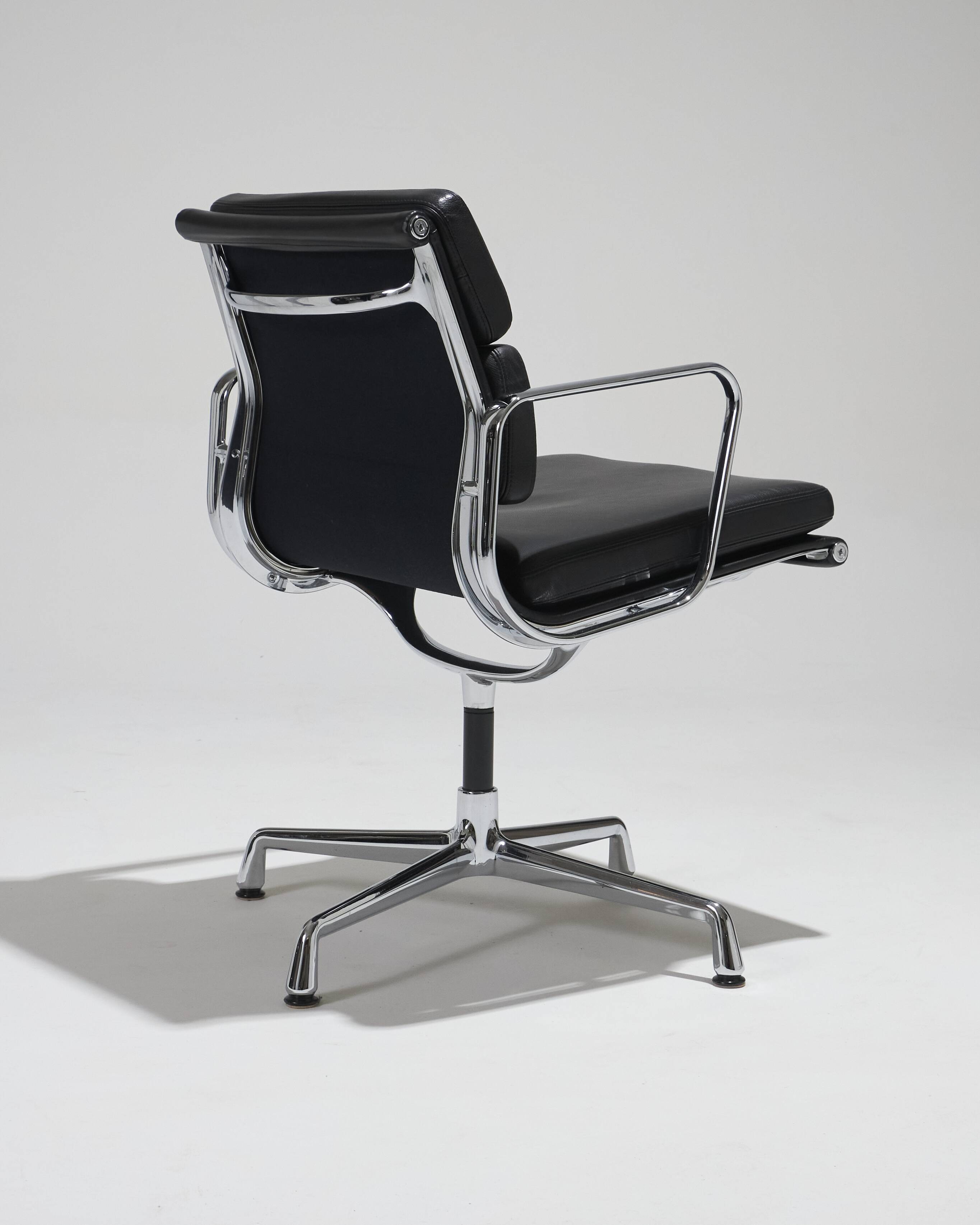 CHARLES EAMES "SOFT PAD EA 208" LEATHER ARMCHAIR, 1960s