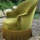 Vintage green velvet toad armchair