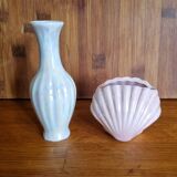 Set of 2 vintage iridescent ceramic mini vases
