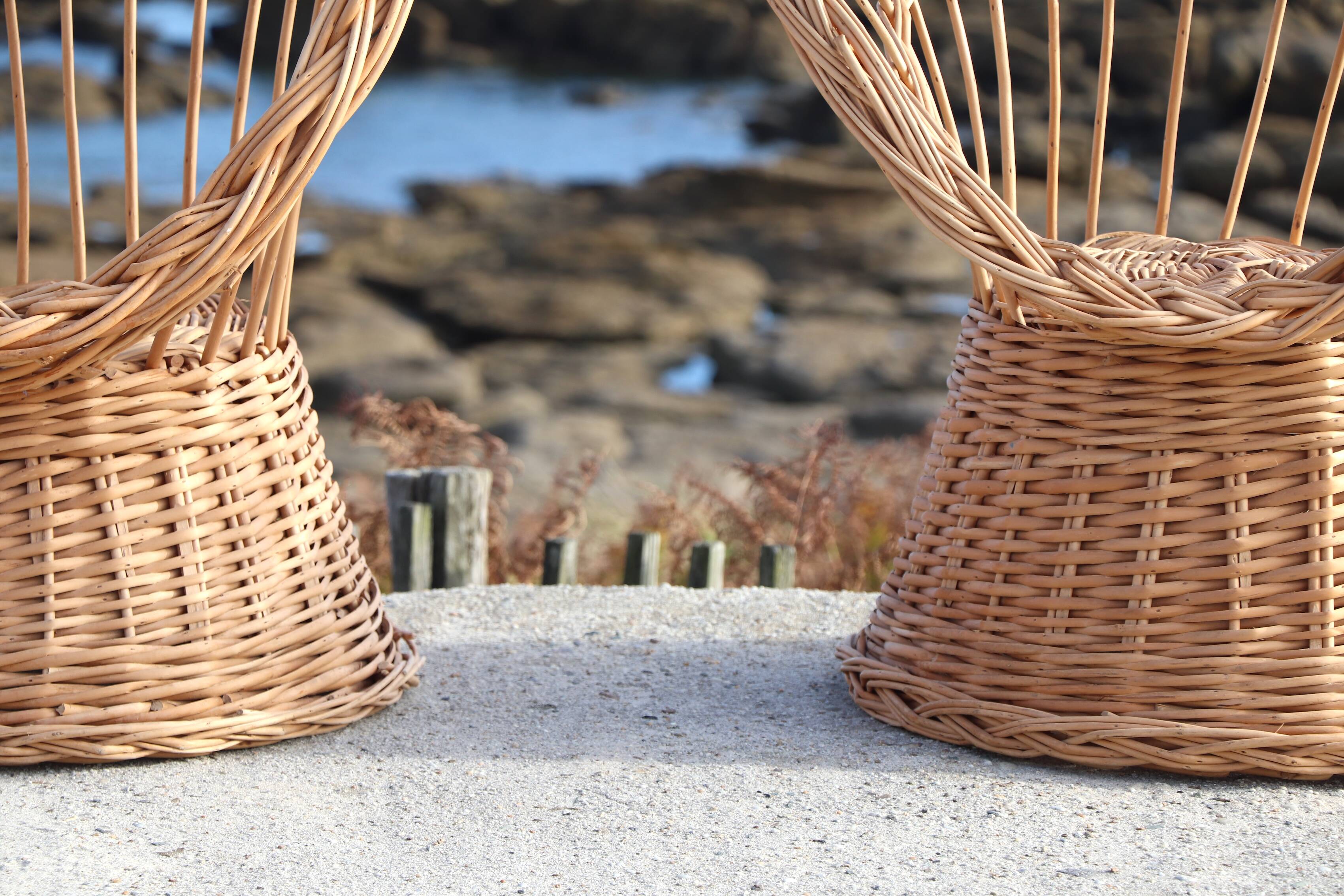 Pair of wicker armchairs, France, 20th century
