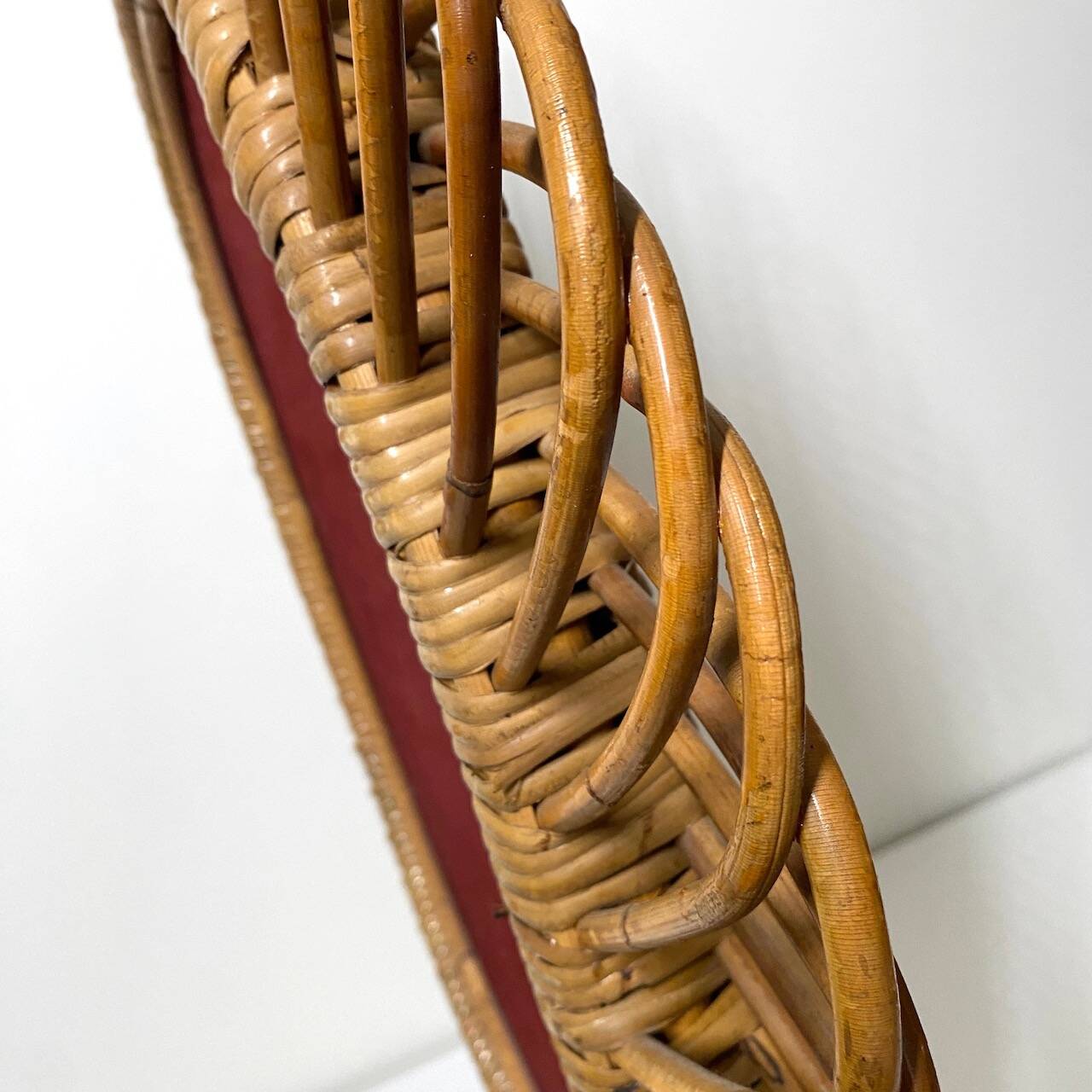 Oval rattan mirror style Franco Albini - 1960's