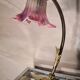 Large restored brass lamp with pretty art nouveau tulip 1900, electricity ok 47x28