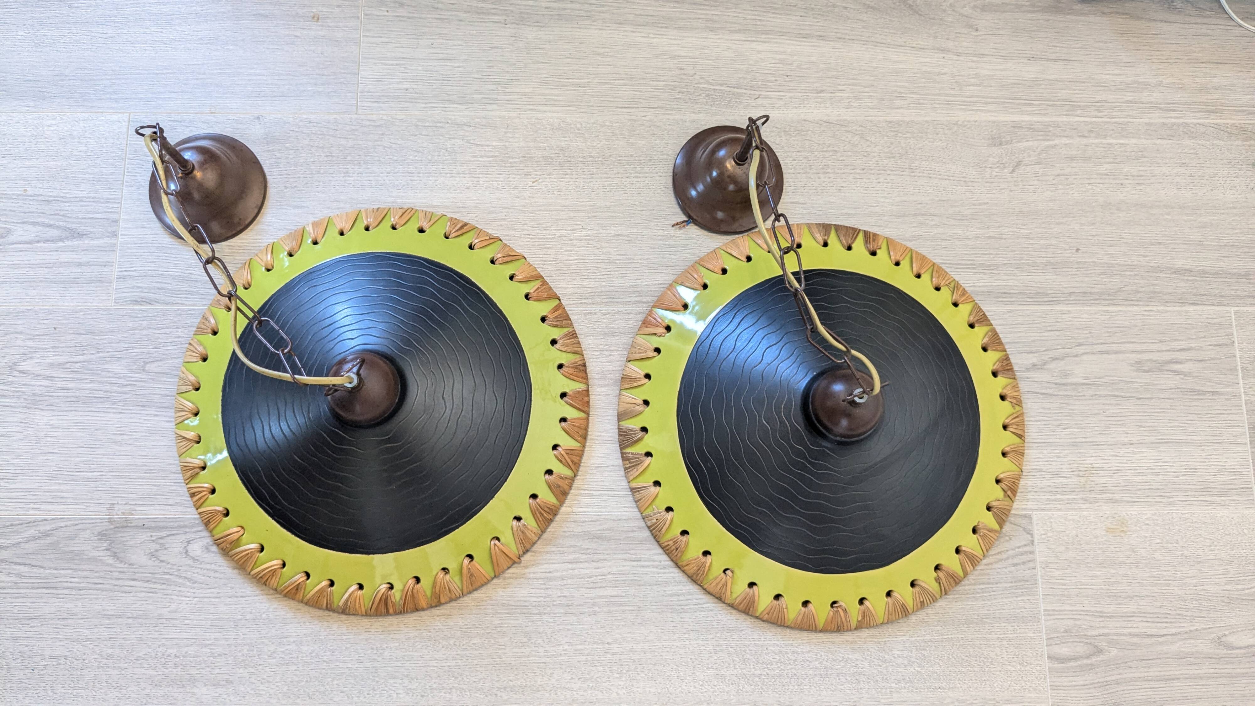 80's Concept Glass Italian Pendant Lights, Vintage Design Pair