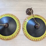 80's Concept Glass Italian Pendant Lights, Vintage Design Pair