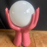 Pink ceramic hand lamp