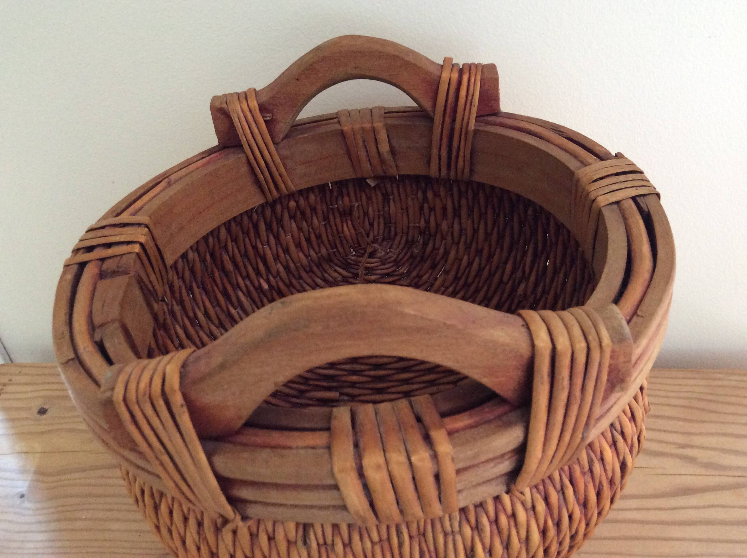 Wooden and wicker basket