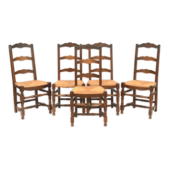 5 chaises paillées