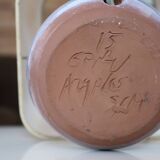 Lampe en céramique abat jour pastel, années 70