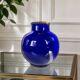 Vase boule bleu cobalt émaillé vintage