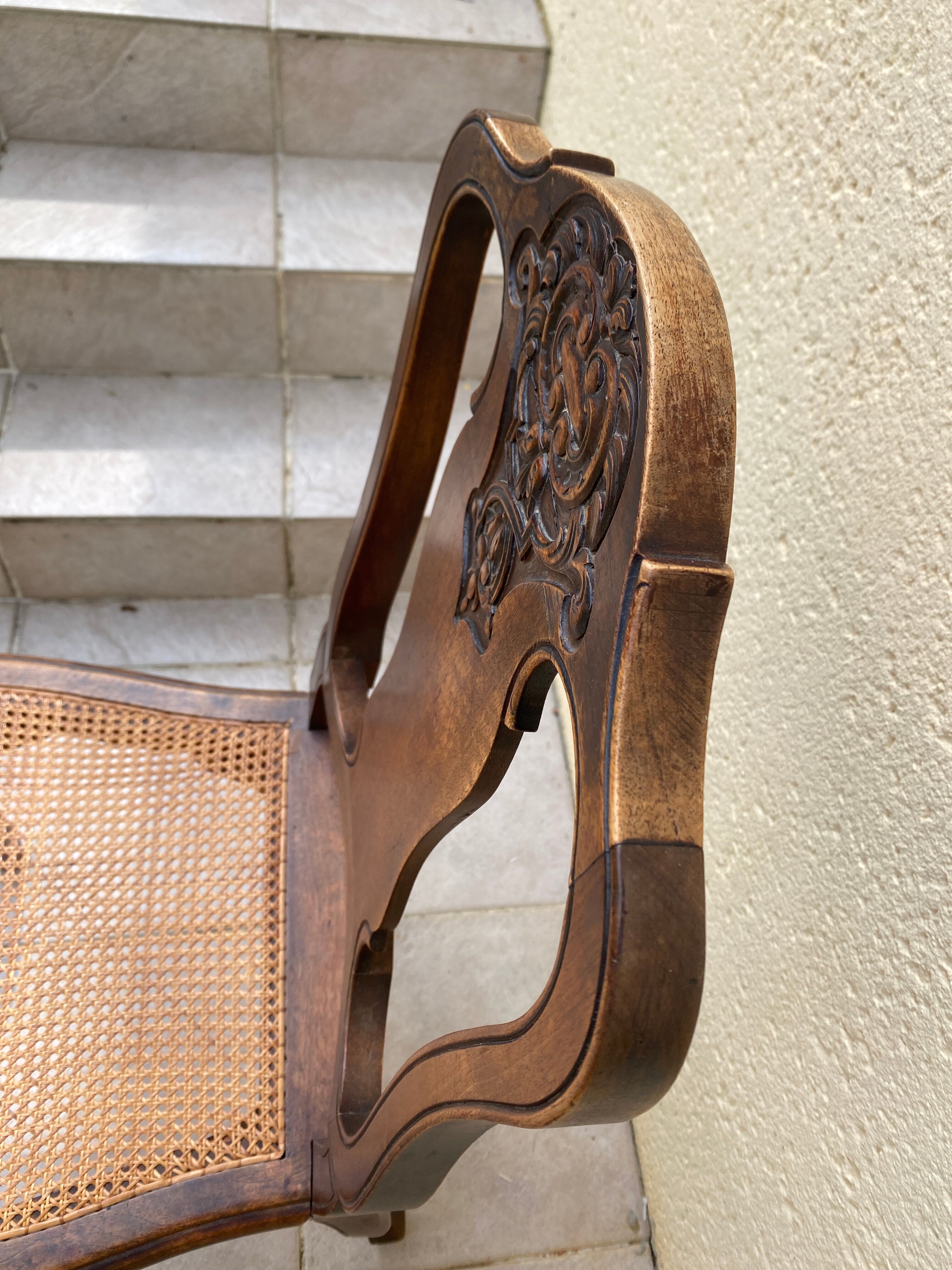 Chairs canned carved backrest