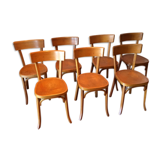 Set of 7 chairs Baumann-1950-60