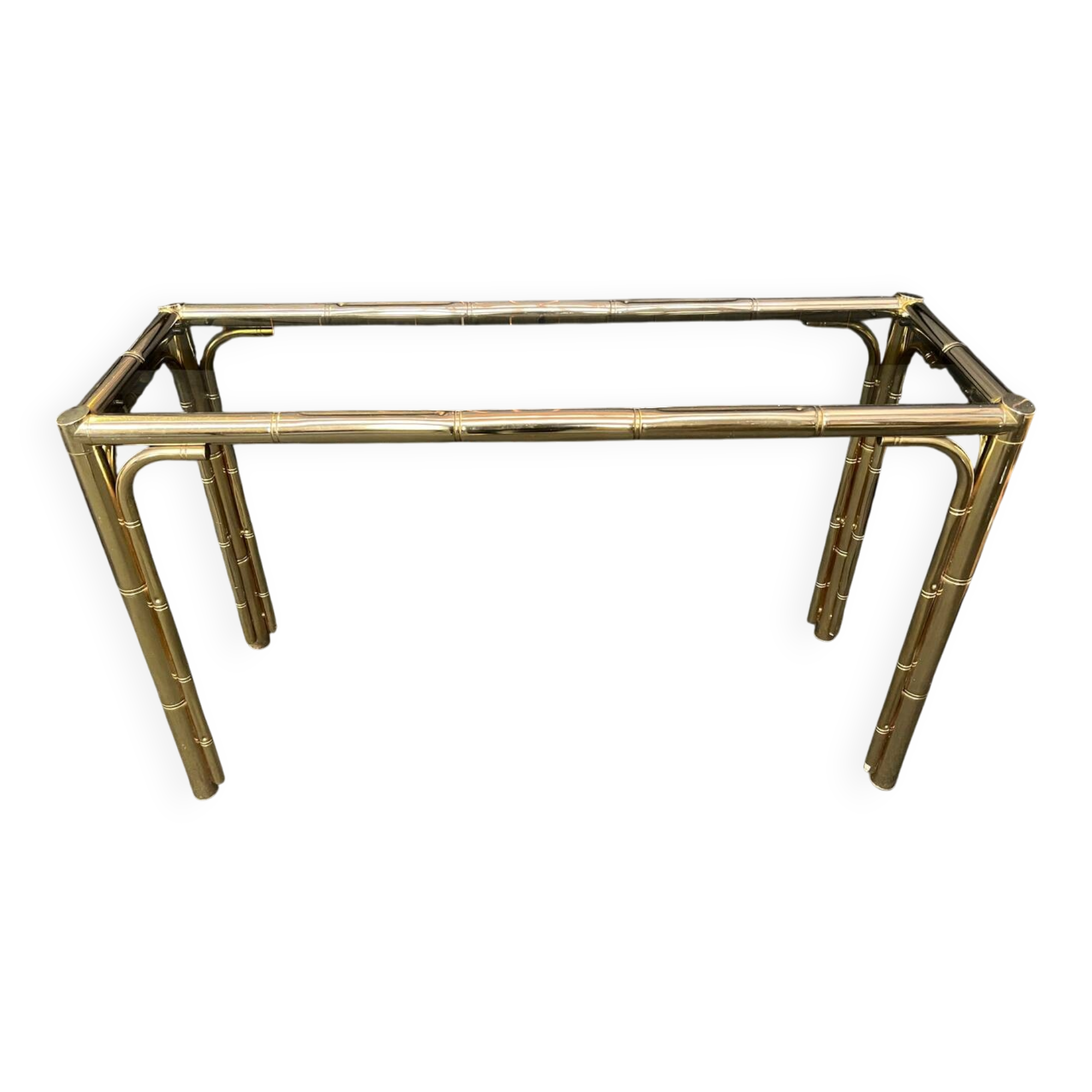 Bamboo-style Console Table Brass 1970