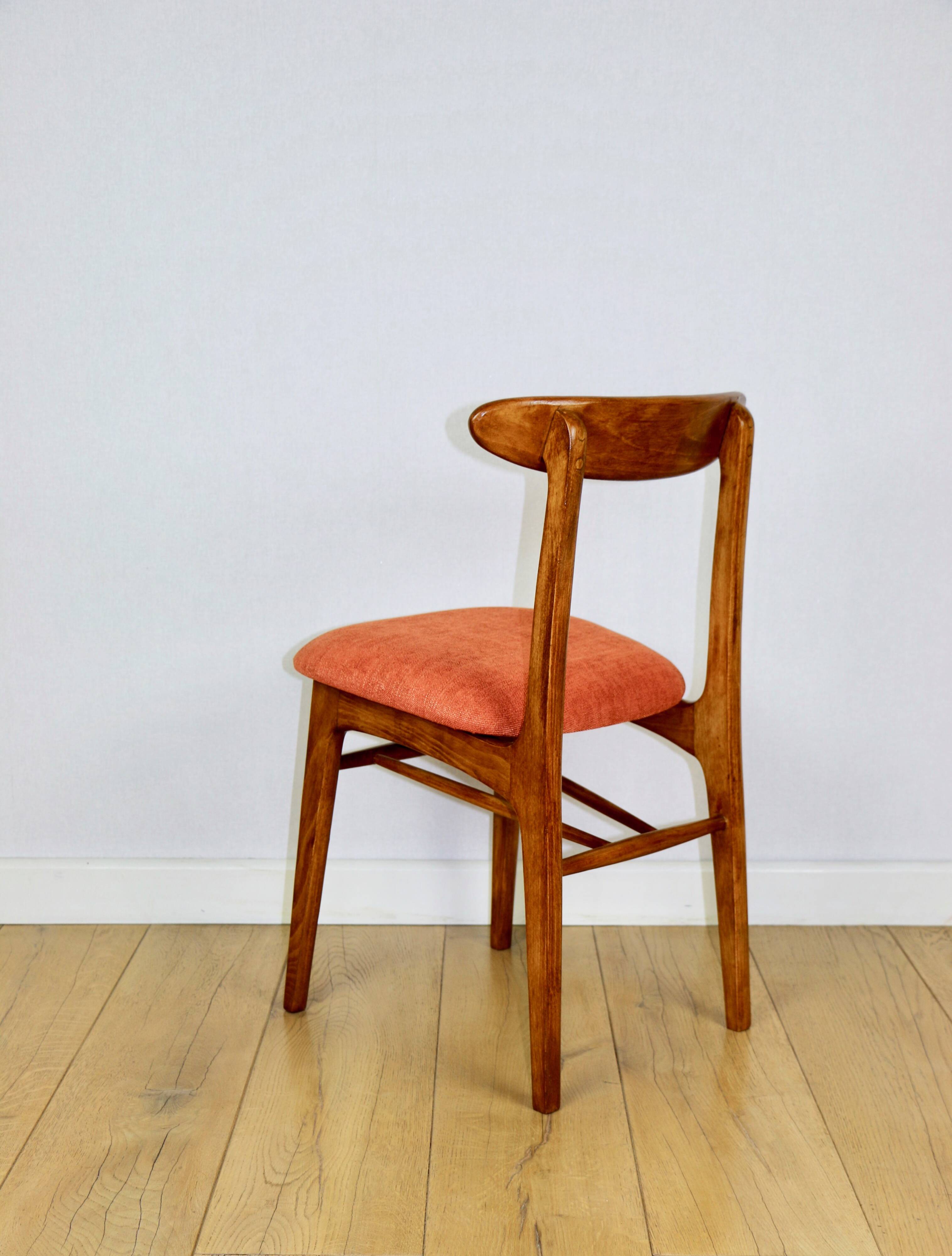 Chaise vintage Hałas brique terracotta - ensemble de 4