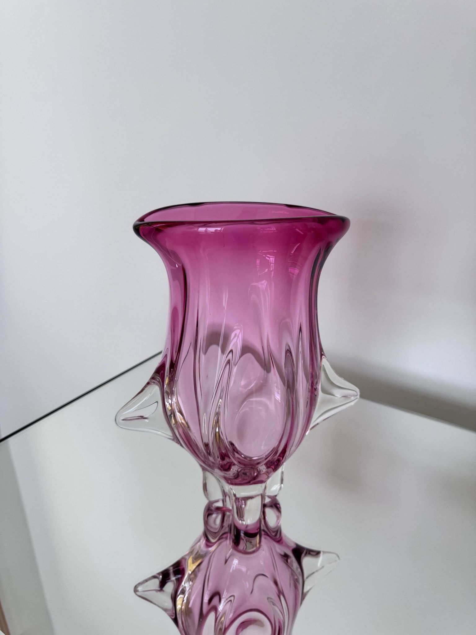 Massive Sculpural pink Vase, Murano  "Sommerso"Artenuove by Pustetto e Zanetti