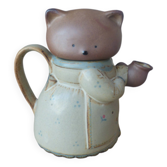 Authentique et rare théière chat en céramique japon vintage