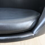 Fauteuil pivotant vintage en similicuir noir par Pastoe 60s