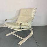 Ensemble de deux chaises longues blanches Space Age, années 1970