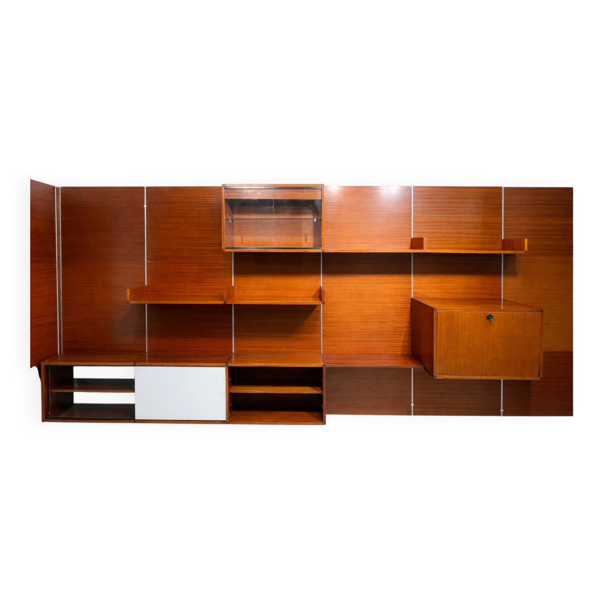 Immense teak library wall