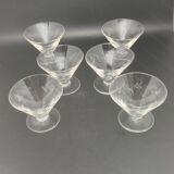 Glass and carafe set with chiseled flower motif