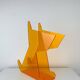 Porte-revues chien en plexiglas orange, vintage
