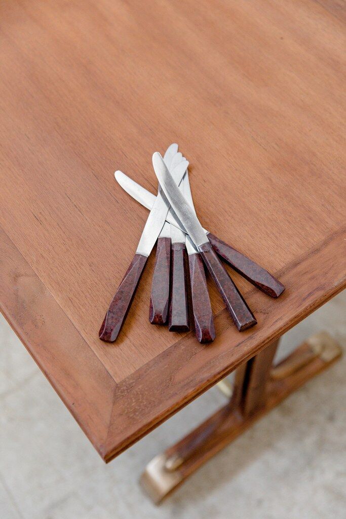 Curved wood bistro table