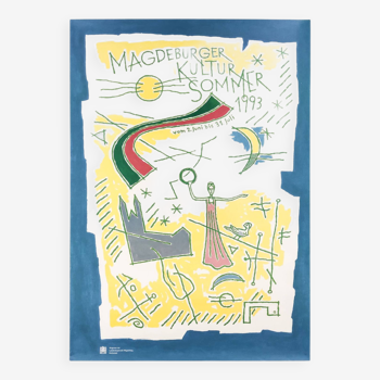 Affiche graphique vintage 'Magdeburger Kultursommer' 1993 pour l'événement artistique