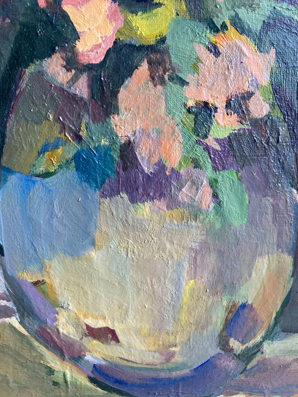 Antique painting, Still life with wild flowers, signed, 20th century