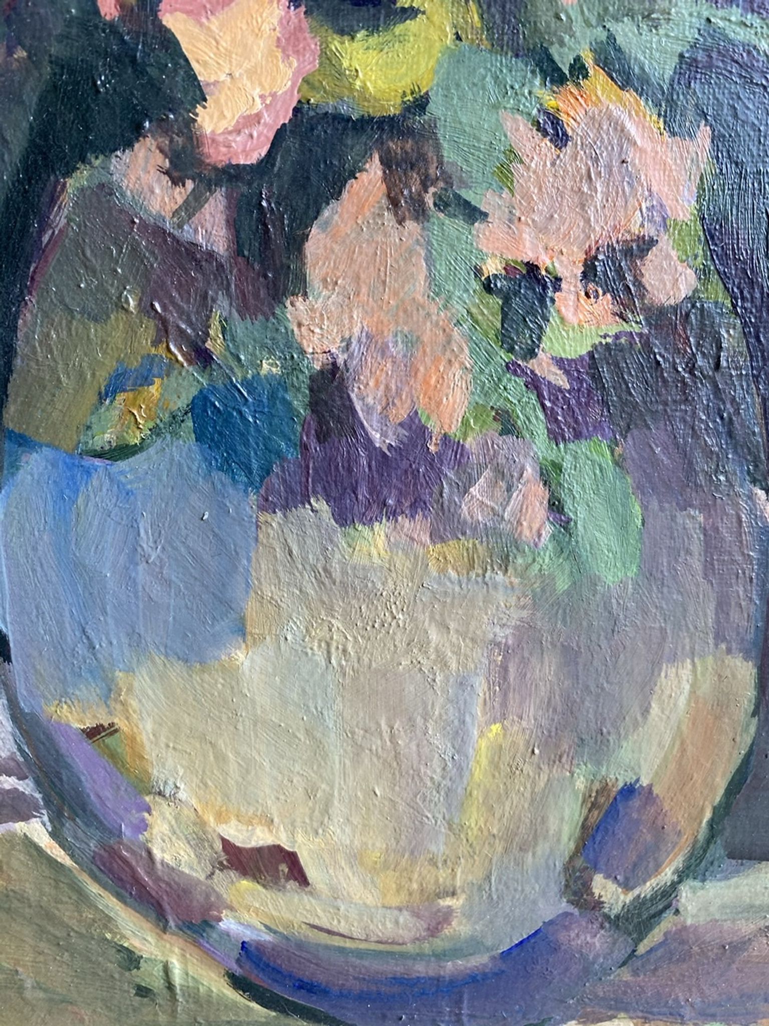 Antique painting, Still life with wild flowers, signed, 20th century