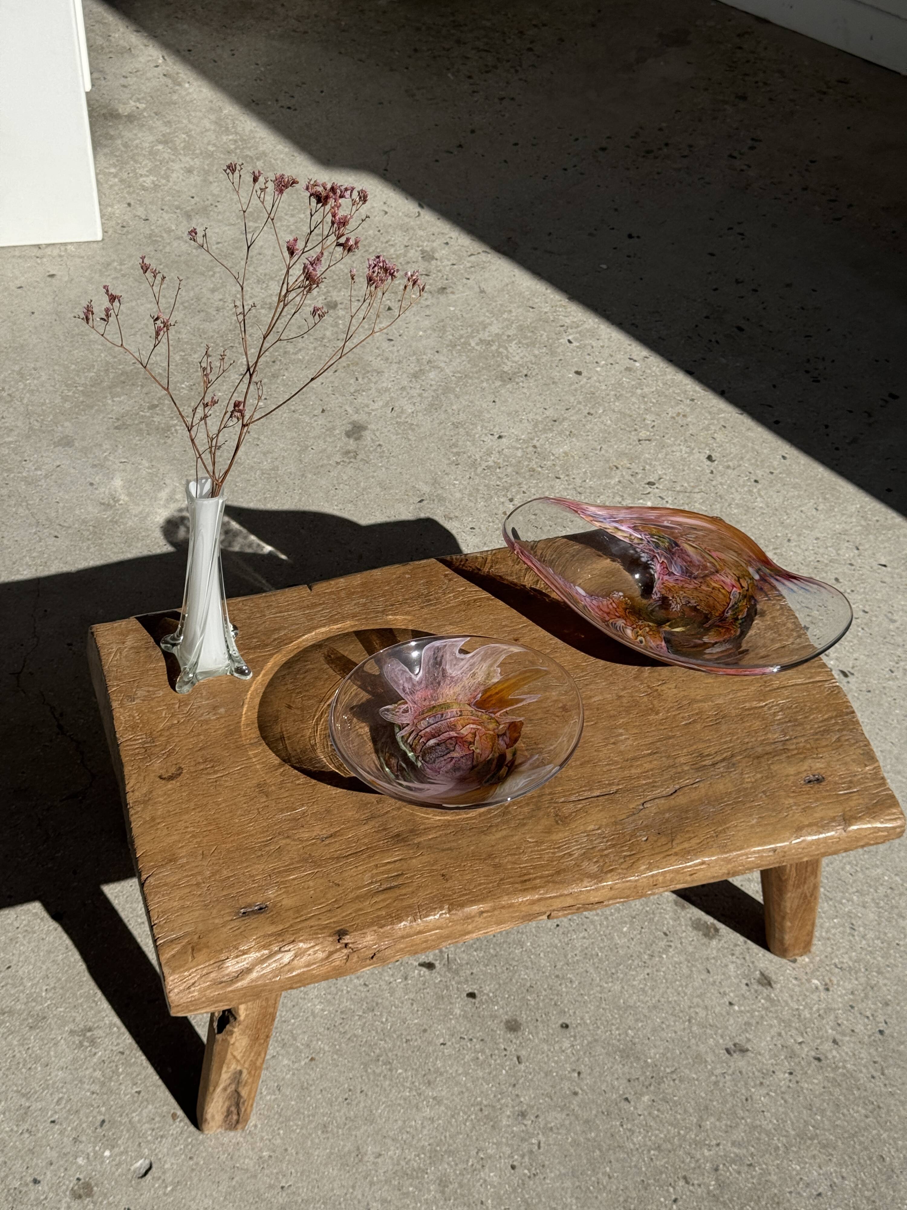 Contemporary pink blown glass bowl Carlos Vieira D21