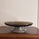 70s Pressed Glass Smoke Fruit Bowl Coupe Stand Space Age