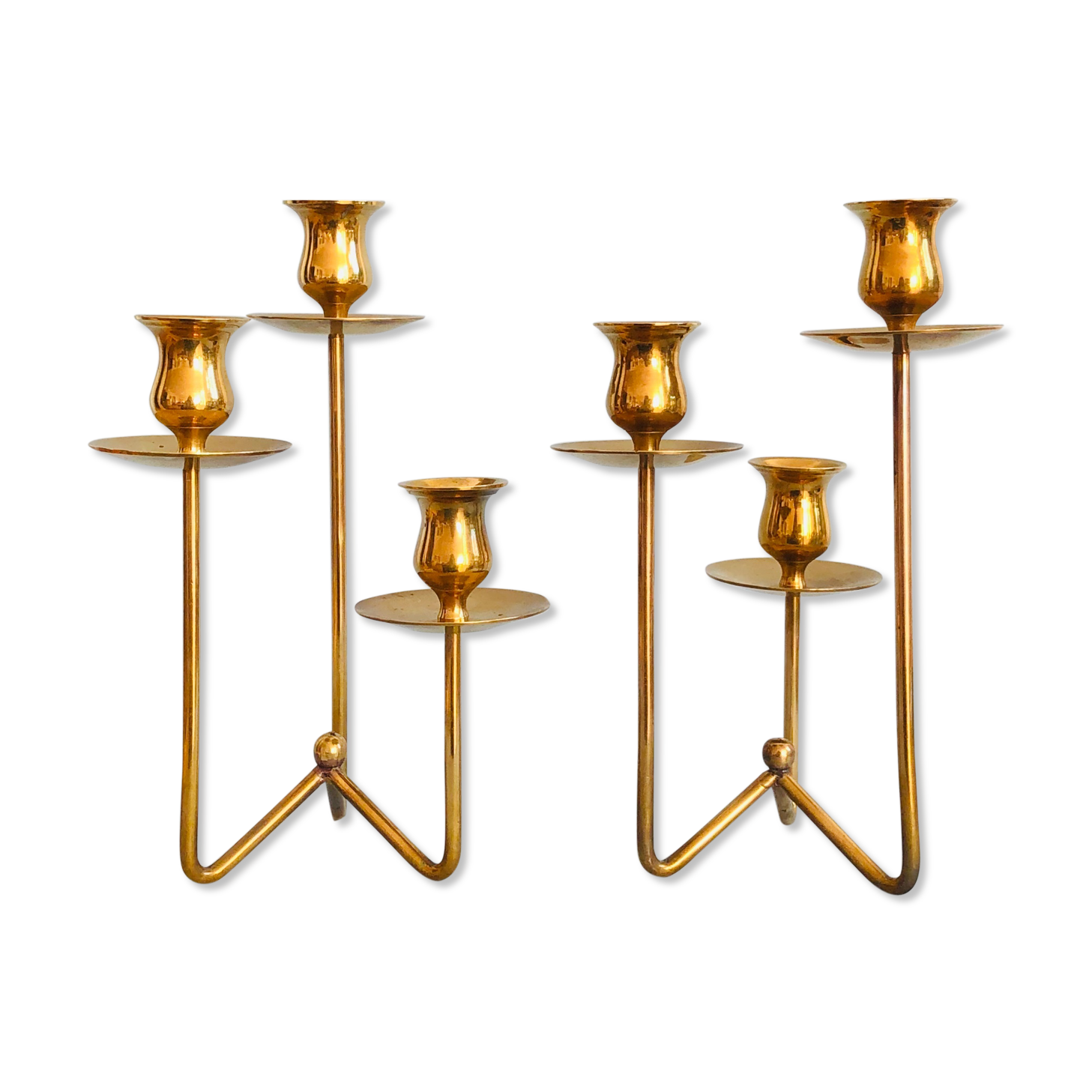 Pair of Danish brass candlesticks