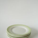 Set of 6 Tie & Dye green dessert plates, 1960