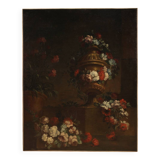 Peinture italienne antique nature morte aux fleurs du XVIIIe siècle