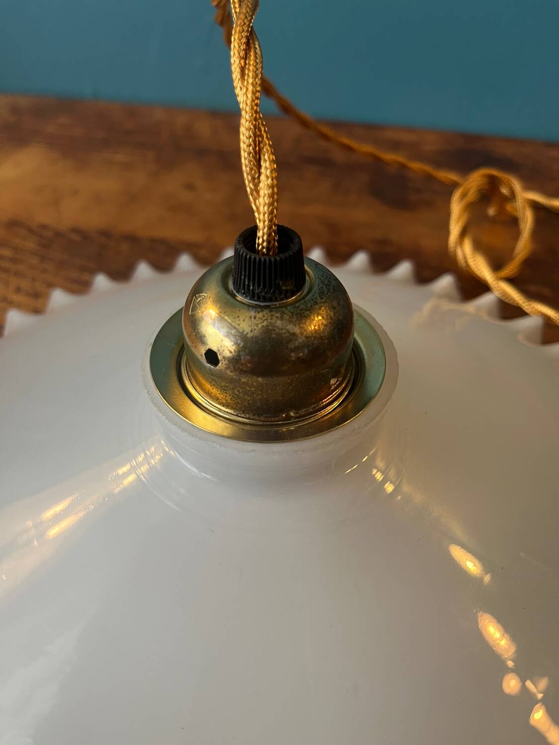 White opaline pendant light