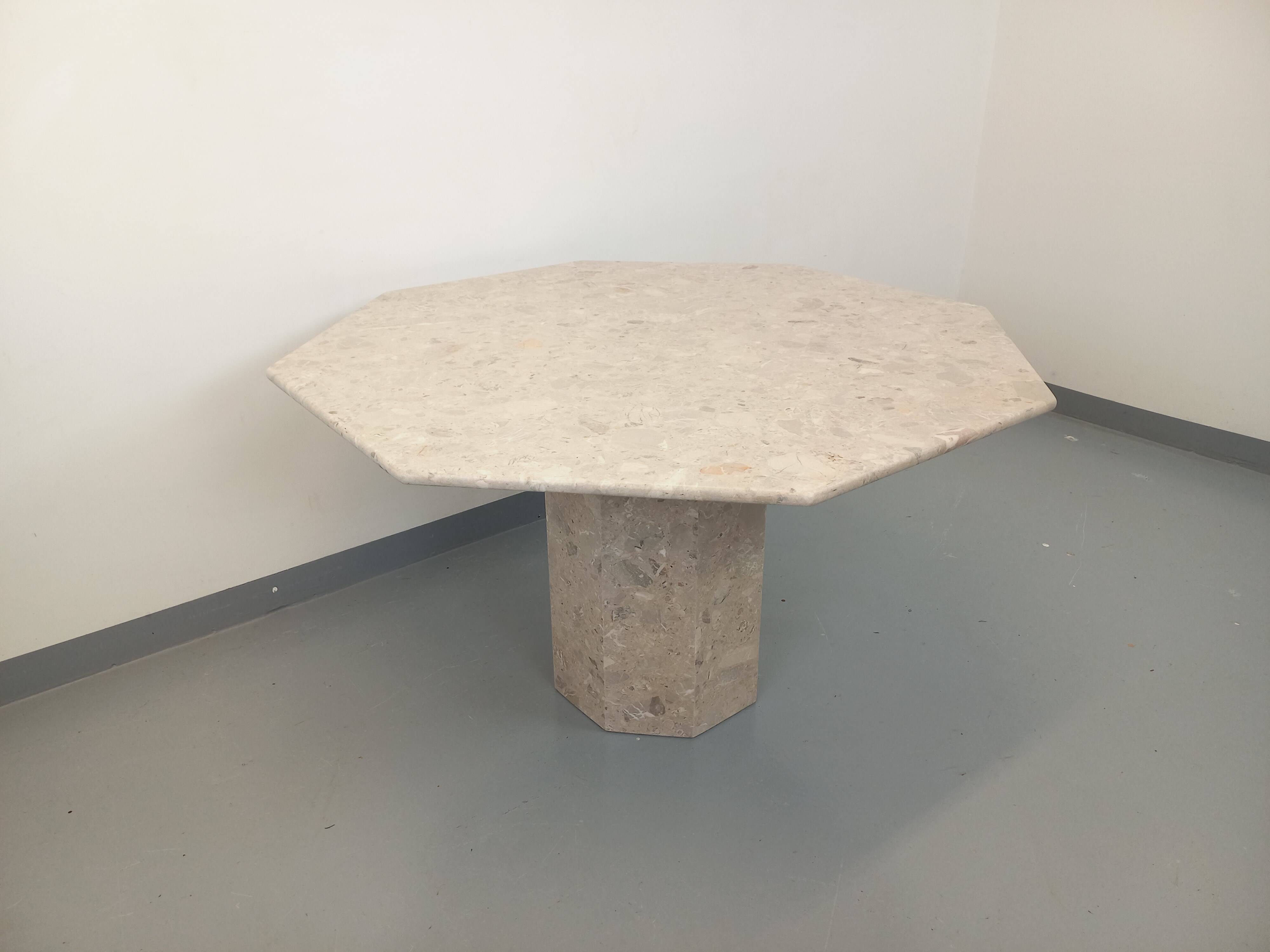 Vintage 70s 80s Octagonal Marble Dining Table