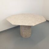Vintage 70s 80s Octagonal Marble Dining Table