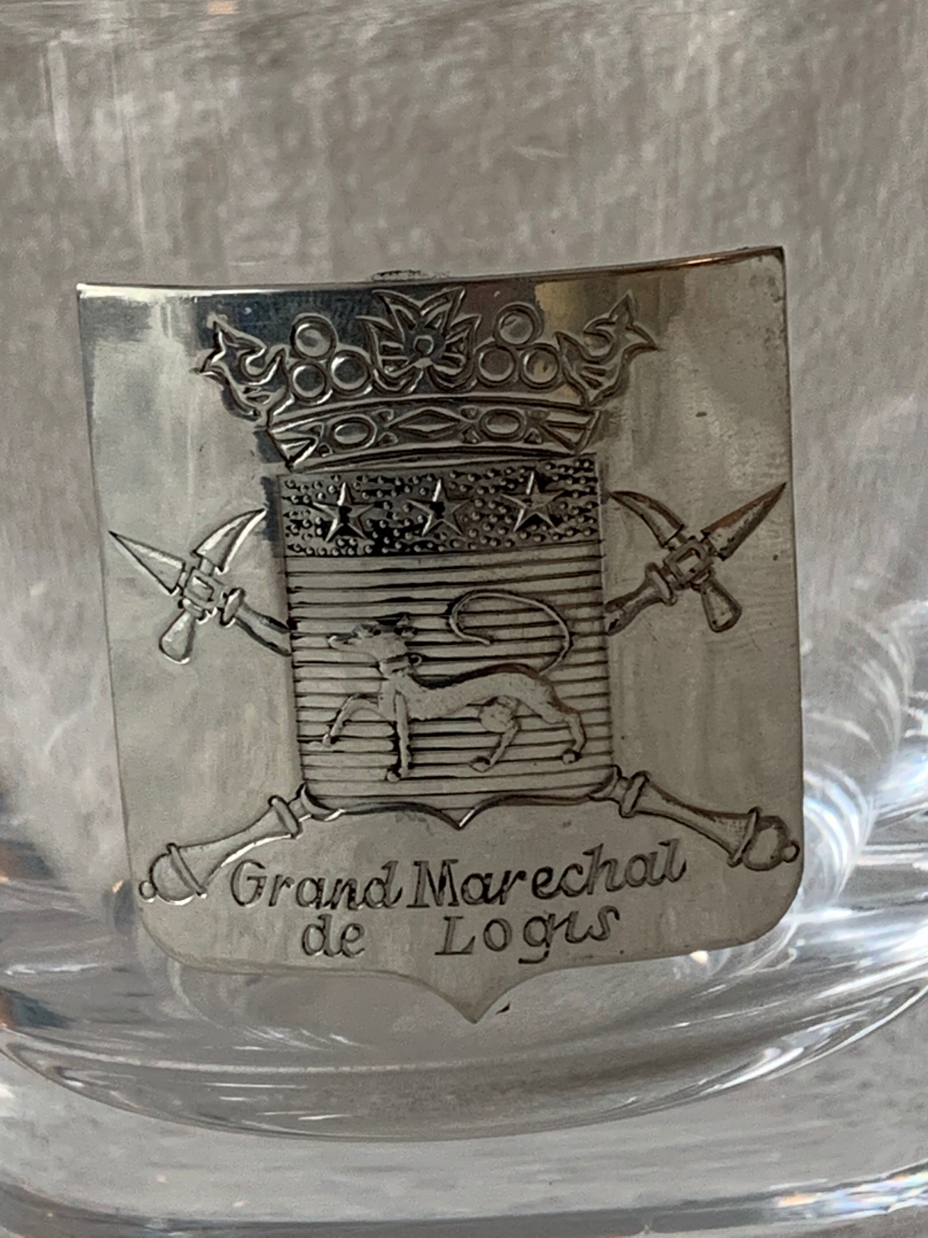 6 crystal whiskey glasses from Sèvres Prévost, Captain, Marshal, Boutelier, Fauconnier and Veneur