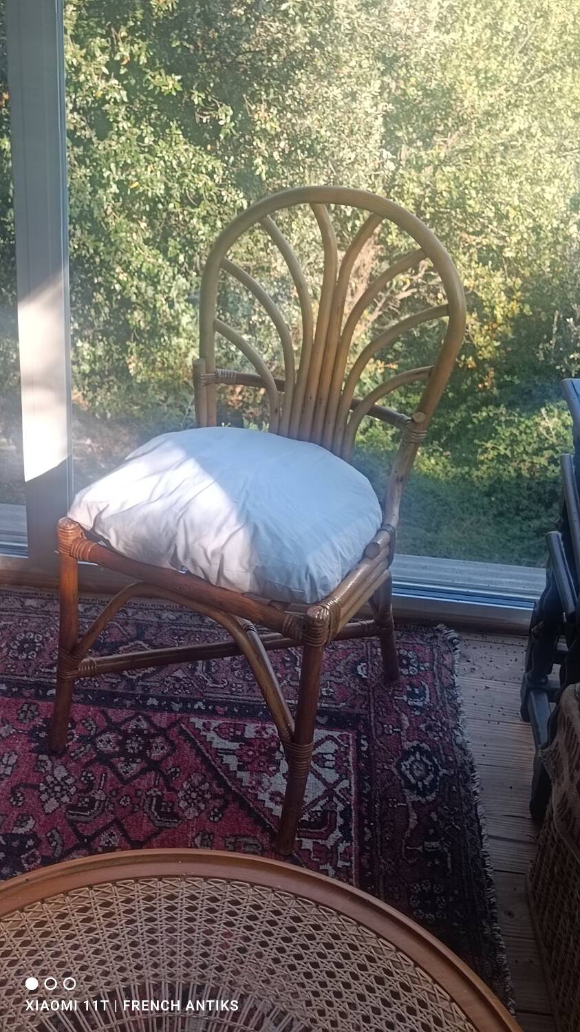 Chaise vintage en rotin et bambou, France, des années 1960