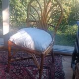 Chaise vintage en rotin et bambou, France, des années 1960