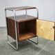 Bauhaus Oak and Chrome Tubular Nightstand, Czechoslovakia 1940s