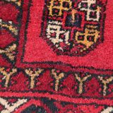 Tapis vintage fait main Ersari – 25 x 31 cm – Rouge éclatant - 1C969
