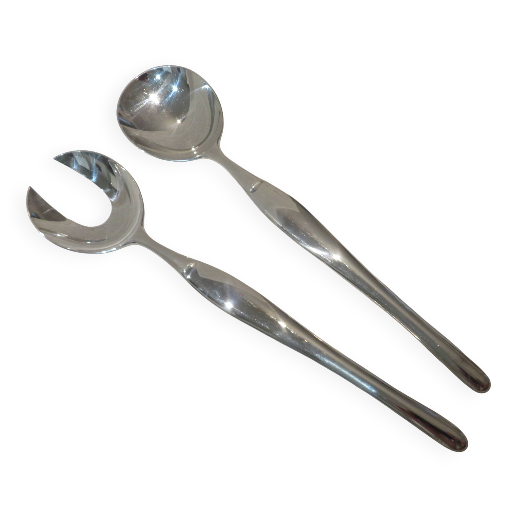 Cuillère et fourchette de service métal argenté orfèvre Christofle Duo