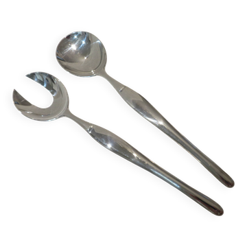 Cuillère et fourchette de service métal argenté orfèvre Christofle Duo