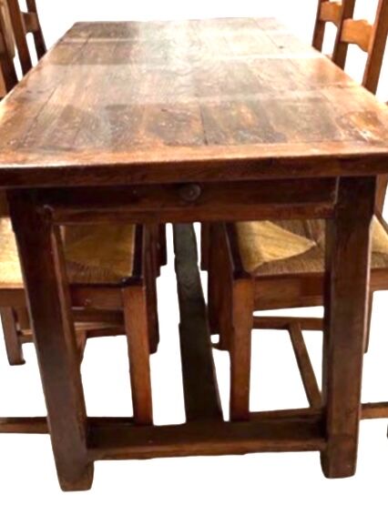 Solid oak farmhouse table and chairs
