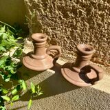 Vintage stoneware candle holders