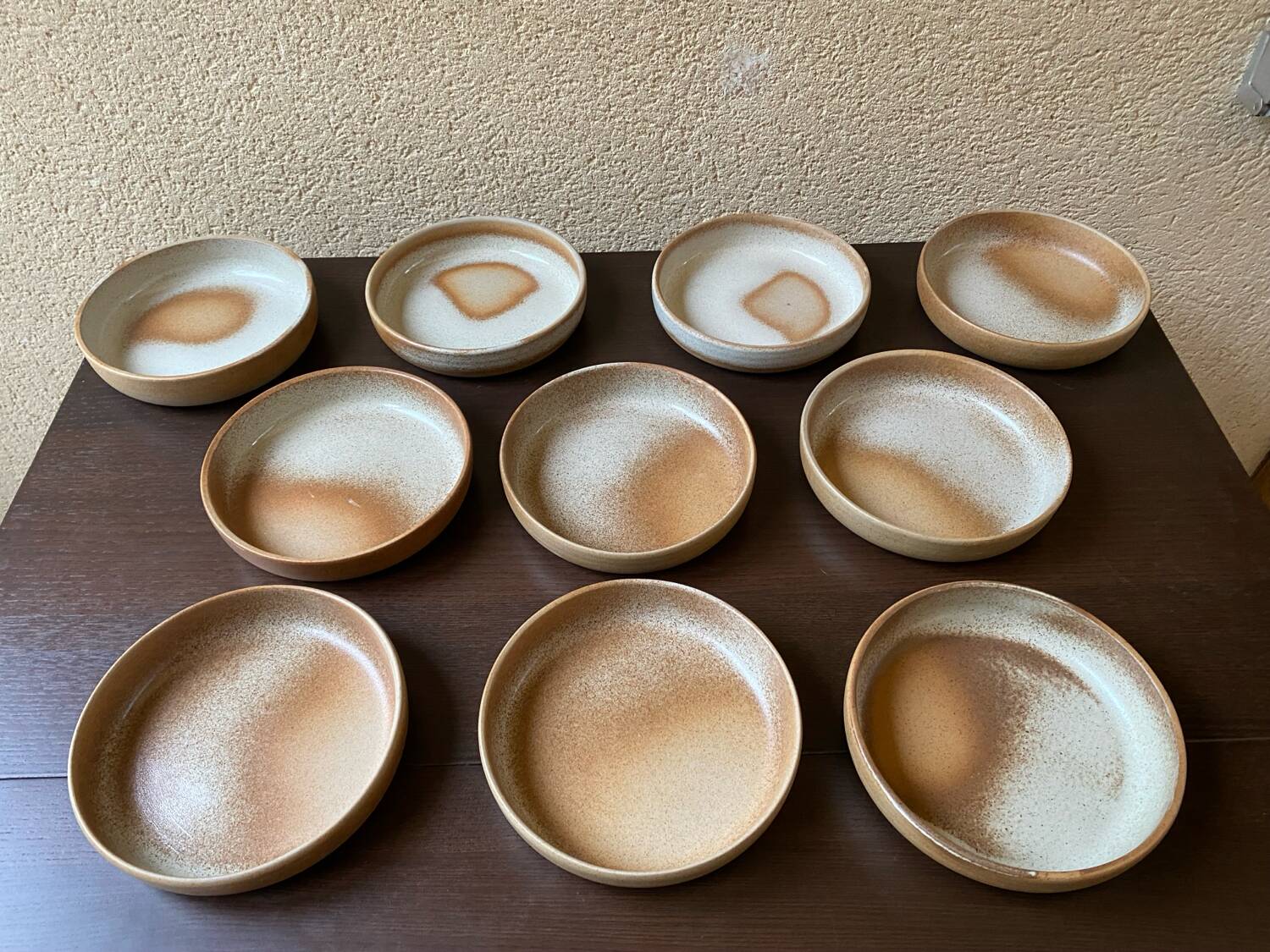 Serving dessert plates Grès France vintage 80s