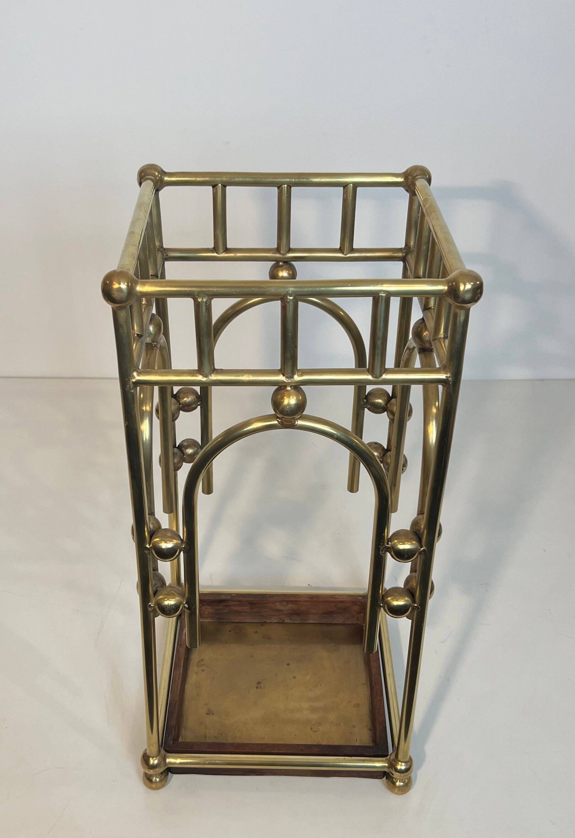 Modernist brass umbrella stand in the style of Joseph Hoffmann