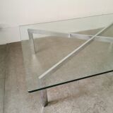 Metal coffee table and glass 1970